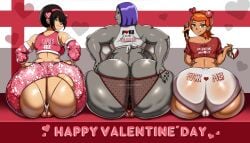 3girls ass avatar_the_last_airbender ben_10 female female_only gigantic_ass gwen_tennyson huge_ass presenting_ass presenting_hindquarters raven_(dc) sitting tagme teen_titans toph_bei_fong valentine's_day vn_simp