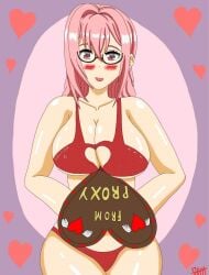 1girls bikini blush breasts dollx gift hollow_special_operations_section_6 solo tsukishiro_yanagi valentine's_day zenless_zone_zero