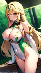 1girls aegis_elysium ai_art ai_generated blonde_hair blush blush blushing_at_viewer breasts cleavage earrings elbow_gloves female_focus gem gloves green_eyes hair_ornament headpiece huge_breasts jewelry large_breasts leotard long_sleeves original_character patreon patreon_username smile solo solo_focus thick_thighs thighs tiara turtleneck_leotard