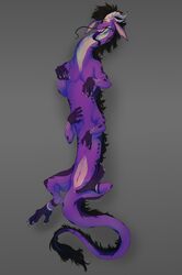 1boy 4_legs ambiguous_gender animal_genitalia cloaca cuntboy dragon eastern_dragon feral forked_tongue fur intersex krugell long_body long_tongue male male_focus male_only mane multi_leg multi_limb purple_fur purple_scales pussy scales scalie solo solo_focus toned toned_male tongue