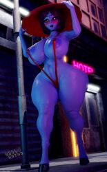 1girls 3d 3d_(artwork) alien alien_girl areolae_peeking blender blue_body breasts city exhibitionism female large_ass large_breasts night public public_indecency short_hair skulrot99 sling_bikini sweat tau tau_(bysamzan) thick_thighs voluptuous voluptuous_female warhammer_(franchise) warhammer_40k wide_hips