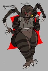 1girls 8_eyes cave chelicerae claws cleavage dark female glowing_eyes glowing_red_eyes hair korazor lotus_(nannocansado) lotus_(verycansado) minecraft multi_eye point_of_view pov red_eyes spider_(minecraft) spider_girl striped_body tagme talons thick_thighs torch web