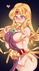 1girls a_link_between_worlds blonde_hair blue_eyes blush blushing breasts female female_only hair_ornament half-dressed heart hylian hylian_ears jewelry link long_hair micro nintendo nipple_bulge pointy_ears princess_zelda pubic_hair shiny shiny_hair shiny_skin sideboob simple_background skimpy_clothes solo the_legend_of_zelda yostxxx zelda_(a_link_between_worlds)