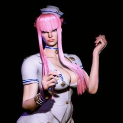 3d busty capcom cleavage female female_focus female_only hat hourglass_figure itsb00 manon_legrand mod pinup pinup_pose street_fighter street_fighter_6 tagme uniform wide_hips