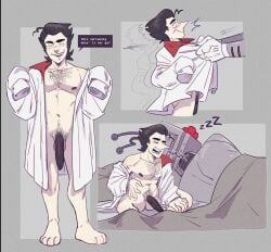 bite_mark colored_penis deltarune gay gay_sex johnnywilcocks male manhandling naked_male oversized_clothes penis size_difference spamton_g_spamton tenna_(deltarune)