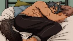1boy animal_ears asleep beard beastfolk bed garrick_wolfin grey_hair legends_of_the_written_realms male male_only muscles muscular muscular_male scar sealixir sleep sleeping solo strong tail valy_gc wolf wolf_beastfolk wolf_boy wolf_ears wolf_humanoid wolf_tail