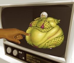 1girls 2025 2d 2d_(artwork) absurd_res absurd_resolution absurdres armpit_hair belly belly_folds belly_overhang belly_poke belly_rolls belly_touching_ground blue_eyes blue_eyes_female bob_cut borrowed_character breast_rest breasts_on_belly carpet_not_matching_drapes cheek_piercing color colored commission crystal_necklace dark-skinned_female dark_skin digital_media_(artwork) dimple_piercing dimples duo dyed_hair embarrassed embarrassed_female english_text enormous_belly enormous_breasts expansion extreme_size_difference facial_piercing fat fat_arms fat_belly fat_breasts fat_female fat_folds fat_hands fat_legs fat_rolls fat_thighs female female_focus fishnet_armwear fishnet_clothing fishnet_legwear fishnet_shirt fishnet_topwear fishnets food_transformation fruit fruit_girl fruit_transformation full_body_inflation gigantic_breasts gigantic_thighs glasses glistening glistening_belly glistening_body glistening_breasts glistening_skin green-skinned_female green_skin hand happy_trail hi_res high_resolution highres huge_belly huge_breasts huge_legs huge_thighs humiliated humiliation hyper hyper_belly hyper_fat immobile inflation leg_rolls looking_down micro micro_female navel navel_piercing necklace nipple_bulge no_agency oc open_mouth original_character parted_hair pear pear-shaped_figure pear_inflation pear_shaped pear_shaped_female pink_bikini pink_bra pink_shoes pink_sneakers pink_thong poking poking_belly purple_lips purple_lipstick revealing_clothes ring ripples round_glasses scantily_clad shocked shocked_expression shoes short_hair short_hair_female size_difference skimpy_bikini skimpy_clothes skindentation sneakers solo_focus stud_piercing sunken_limbs sweat sweatdrop sweating sweating_female sweating_profusely sweaty sweaty_belly sweaty_body television television_screen text thong thong_bikini three-quarter_view tight_clothing tinted_eyewear tinted_glasses tiny tiny_female too_big_to_move transformation undersized_clothes vertical_navel villaru wavy_hair white_hair white_hair_female willy_wonka_and_the_chocolate_factory