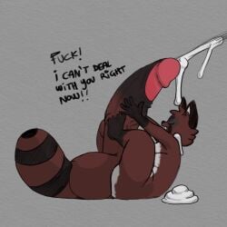 anthro autofootjob balls big_balls big_penis bodily_fluids canid canine cum cumshot ejaculation feet foot_fetish foot_play genital_fluids genitals hi_res huge_balls huge_cock humanoid_genitalia humanoid_penis hyper hyper_balls hyper_genitalia hyper_penis male mammal masturbation motosierro penile penile_masturbation penis raccoon_dog slightly_chubby solo tanuki text vein veiny_penis