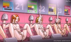 5girls anal_sex bondage commodification contest cum cum_on_body entertainment erenisch fingering forced_masturbation game_show game_show_contestant humiliation illustration legal_slavery masturbation naked nude slave slavegirl slavery
