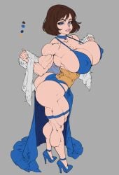 2d ass bioshock bioshock_infinite blue_eyes bra brown_hair bubble_butt busty choker corset elizabeth_comstock erect_nipples female female_focus female_only full_body high_heels hourglass_figure kawitech lingerie makeup muscular muscular_female nipple_bulge short_hair standing tagme thong undressing wide_hips wip work_in_progress