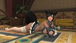 big_ass big_breasts breasts cat_ears cat_tail catgirl female final_fantasy_xiv gpose(ffxiv) maid maid_outfit miqo'te tagme video