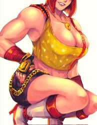 2d capcom cleavage female female_focus female_only italian italian_female marisa_rossetti pinup pinup_pose red_hair squatting street_fighter street_fighter_6 tagme zmnjo1440