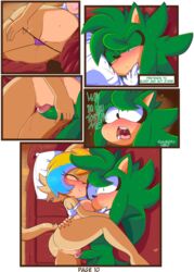 2019 angel_the_hedgehog anthro anus breasts brown_fur closed_eyes clothed clothing comic dormouse duo english_text eulipotyphlan female fur green_eyes green_fur hearlesssoul hedgehog heza_the_dormouse male mammal nipples nude panties partially_clothed penis precum pussy pussy_juice rodent sonic_(series) straight text underwear