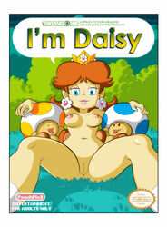 1girls 2boys blue_eyes breasts brown_hair bushes closed_eyes comic crown earrings flower_earrings forest ginger_hair grass half-closed_eyes highres i'm_daisy innie_pussy lips lipstick male malesub mario_(series) mario_hoops_3_on_3 nintendo nipples nude open_mouth outdoor_nudity outdoors princess_daisy pussy royalty sakurakasugano shoes shoulder_length_hair socks speech_bubble teeth text thick thick_thighs thighs threesome toad_(mario) trio vagina wide_hips