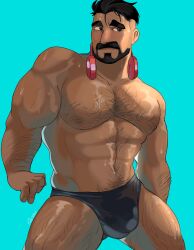 bara big_boy big_breasts big_man big_muscles big_penis breasts dbd dead_by_daylight jonah_vasquez latino male muscles penis speedo swimsuit yaoi