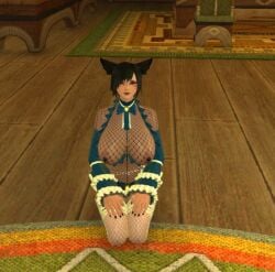 big_breasts breasts cat_ears cat_tail catgirl female final_fantasy_xiv gpose(ffxiv) maid maid_uniform miqo'te