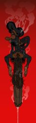 1boy 5_toes anus armpit_hair ass backsack balls ballsack barefoot bedroom_eyes big_ears bushy_hair dangling_balls dangling_penis dangling_testicles dark-skinned_male dark_skin demon feet gradient_background hairy_anus hairy_armpits hairy_ass hairy_balls hairy_male haplorhine hirsute horns humanoid_feet hybrid imp impmonkey looking_at_viewer looking_back male monkey non-human non-human_only penis precum precum_drip primate pubes pubic_hair red_background saggy_balls smile smoogmapuun smoogmapuun_(artist) soles solo solo_male steamy steamy_anus steamy_armpits steamy_ass steamy_body steamy_feet steamy_penis sweat sweaty sweaty_ass tail testicles thick_lips toes