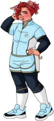 beastfolk chubby chubby_femboy cute femboy heterochromia legends_of_the_written_realms male male_only pig pig_beastfolk pig_ears pig_tail pink_hair pink_skin plump porcus_huffsbrick sealixir sportswear sweat sweaty tired valy_gc
