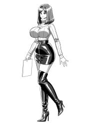 1female 1girls adult adult_female asian asian_female asian_girl big_breasts black_and_white black_skirt boot_fetish boots breasts breasts clothes curvaceous curvy curvy_body curvy_female curvy_figure curvy_hips enkaboots fall_clothes fashion female female_focus female_only gloves high_heel_boots high_heels huge_breasts knee_boots kneehigh_boots large_breasts leather leather_boots leather_clothing leather_skirt monochrome not_porn office_lady original original_character original_characters pencil_skirt safe safe_for_work sfw shoulder_pads sweater tall_boots thigh_boots thigh_highs thighhigh_boots thighhighs thighs tight_clothing tight_sweater