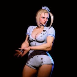 3d busty cammy_white capcom cleavage female female_focus female_only hat hourglass_figure itsb00 mod pinup pinup_pose street_fighter street_fighter_6 tagme uniform wide_hips