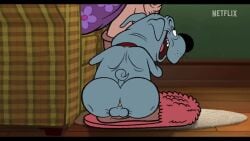 1boy 1boy1girl 1girls animated animated_gif anus ass back_view balls big_ass blue_body blue_fur brown_socks bull_(fixed) canine dog domestic_dog elderly_female female feral feral_on_human fixed_(film) flower_pattern furry genndy_tartakovsky gif grandmother green_wall hairy_balls half-closed_eyes humping humping_leg looking_pleasured loop looping_animation male male_focus male_on_female masturbation multiple_artists netflix no_sound official_art purple_dress red_collar red_footwear red_slippers rug sandals screencap sharp_teeth sitting slippers socks sony_pictures_animation talking talking_feral thin_legs watermark wooden_floor x_anus zoophilia