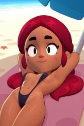 1girls 2d ai ai_art ai_assisted ai_generated background beach beach_background beach_umbrella belly belly_bulge bikini bikini_bottom bikini_top black_eyes black_hair brawl_stars breasts civitai curvy curvy_body curvy_female curvy_figure curvy_hips curvy_thighs ebony ebony_female female female_focus female_only laying_down long_hair looking_at_viewer original original_character partially_clothed public pussy pussy_visible_through_clothes seductive seductive_body seductive_look seductive_pose semi_nude small_breasts smile smile_at_viewer solo solo_female solo_focus supercell supercell_(company) sweat sweatdrop water water_drop young young_female younger_female