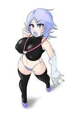 1girls aqua_(kingdom_hearts) big_breasts big_lips bimbo bimbofication black_clothing black_stockings black_tank_top black_thighhighs blue_eyes blue_hair blue_high_heels blue_lipstick blue_nails blue_thong blue_underwear blush blushing breasts clothing disney earrings erect_nipples erect_nipples_under_clothes eyelashes eyeshadow female female_only high_heels highres hoop_earrings hoop_earrings_oversized huge_breasts kingdom_hearts large_breasts lips lipstick looking_at_viewer looking_up navel sealguy shadow shiny_clothes shiny_hair short_hair solo square_enix standing stockings tank_top thighhighs thong underwear video_game video_games voluptuous white_background wide_hips