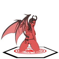 caffeinated-captain-creator demon_girl demon_horns demon_tail demon_wings demonic horns red_skin succubus summoning summoning_circle tail thong wings