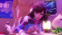 3d animated breasts d.va doggy_style female fritzhq male nipples no_sound overwatch sex video