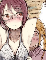 armpits blush embarrassed okujou_no_yurirei-san yuri