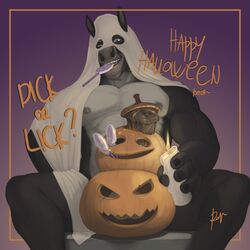 2017 animal_genitalia animal_penis anthro balls big_balls big_penis candle candy eating_candy english_text equine equine_penis erection fucking_pumpkin halloween halloween_costume hat holidays horse horsecock huge_balls hyper hyper_balls jack-o-lantern jodira looking_at_viewer male male_focus male_only mammal muscular muscular_male open_mouth penis pumpkin pumpkin_fucking rov smile solo text veiny_penis