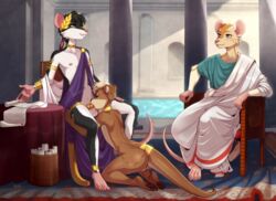 3boys anthro ass being_watched blowjob clothed clothing duo erection fellatio femboy furry furry_only kneeling male mammal mouse mustelid nipples no_humans oral oral_sex original_characters otter philomaeus rodent sex sitting viskasunya yaoi