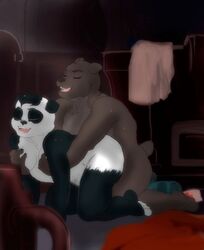 2018 anthro breast_grab breasts brown_bear closed_eyes duo female fur grizzly_bear hand_on_breast male mammal missebony naturally_censored nude nurse original panda penetration romantic_couple sex smile straight sweat ursine vaginal_penetration