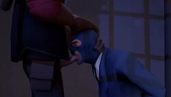 2boys 3d animated balaclava blowjob dim_lighting dubious_consent fellatio forced_oral gay gif hand_on_head male male/male male_only mask oral sfm sniper sniper_(team_fortress_2) source_filmmaker spy spy_(team_fortress_2) standing suit team_fortress_2 tf2_gentlemanns tf2_horny_manns yaoi