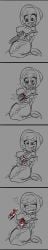 <3_eyes 1boy 1girls big_breasts blood bodily_fluids bone breasts cliffside clothing cordie cum cum_from_mouth cum_in_mouth cum_inside disembodied_penis dress fangs gore greyscale guro gurochanop gutfuck hair hat headgear headwear heart masochism monster_girl multi_arm multi_limb nipples open_mouth penetration penis sex simple_background skull snuff solo solo_focus spider_humanoid still_alive