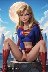 1girls ai_generated artist_name blonde_hair blue_eyes blue_shirt blue_sky blush boots breasts building cape city cityscape cloud collarbone crop_top day dc dc_comics dcau female female_masturbation fingering full_moon hi_res justice_league justice_league_unlimited kara_zor-el knee_boots lips lipstick long_hair long_sleeves looking_at_viewer m_legs makeup masturbation medium_breasts midriff miniskirt moon navel no_panties outdoors parted_lips pleated_skirt progenarts pussy pussy_juice red_cape red_footwear red_lips red_skirt shirt sitting skirt sky skyscraper smile solo spread_legs supergirl superhero superman_(series) teeth uncensored
