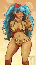 beach_wear big_breasts big_hips big_thighs bikini blue_eyes blue_hair brazilian brazilian_female brazilian_miku breasts hatsune_miku hips miku_hatsune pearl_necklace self_upload shadycroc tanned tanned_skin thighs voluptuous voluptuous_body voluptuous_female