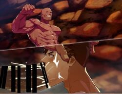 2boys abs bald balls bara beefy biceps big_areola big_black_cock big_penis black_sclera blowjob blush breasts brown_hair cave censor_bar censored censored_balls censored_penis completely_nude cross_scar cum cum_drip cum_explosion cum_from_mouth cum_in_mouth cum_inside cum_splatter cum_string cum_trail dark_skin deepthroat duo ejaculation erection fellatio gay giant grabbing grabbing_head grin happy_trail height_difference hi_res huge_cock hunk leaking_cum long_penis looking_at_penis male male/male male_only manly mature_male monster moobs mosaic_censoring muscles muscular muscular_arms muscular_back muscular_male nakadashi navel nude oral oral_penetration oral_sex orgasm original original_character pecs penis penis_bigger_than_head pointy_ears pubic_hair rough_sex scar scar_on_face semen sex short_hair six_pack size_difference small_pupils standing teeth_showing thick_cum thick_penis thrusting toirotto tongue_out tough_guy triceps tricked two_panel_image yaoi
