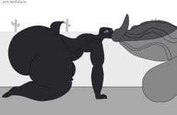 2boys big_penis dinosaur_(google_chrome) duo fellatio femboy hyper_ass hyper_balls hyper_butt hyper_genitalia hyper_glans hyper_penis hyper_testicles hyper_thighs penis sigmaman73828282747 small_penis thick_thighs