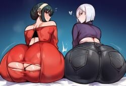 2female 2girls ai_generated ass ass_chart ass_focus butt_focus female female_only fiona_frost girl girl_only hnakano88929 spy_x_family take_your_pick yor_briar