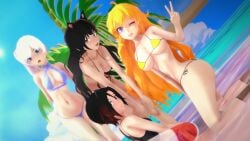 4girls black_hair black_hair_female blake_belladonna blonde_female blonde_hair blue_eyes cat_ears half-dressed half_naked half_naked_female logang45 long_hair long_hair_female purple_eyes ruby_rose rwby silver_eyes team_rwby weiss_schnee white_hair white_hair_female yang_xiao_long yellow_eyes