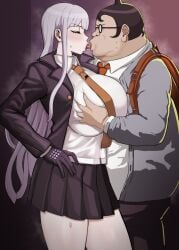 1boy 1girls ai_art ai_generated artist_request big_breasts big_penis black_hair breasts curvaceous curvaceous_female curvaceous_figure curves curvy curvy_body curvy_female curvy_figure curvy_hips danganronpa embarrassed fat_male female glasses grabbing_another's_breast groping hand_on_breast heart hearts_around_body hearts_around_head kirigiri_kyouko kissing lavender_hair long_hair male purple_eyes ribbon ribbon_in_hair round_glasses secretly_loves_it short_hair straight_hair text textless textless_version thick thick_ass thick_legs thick_thighs thighhighs thighs ugly_bastard venus_body voluptuous voluptuous_body voluptuous_female yamada_hifumi