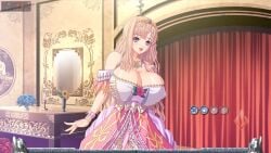 1girls blonde-haired_female blonde_hair boobies boobs cleavage clothed_female curtains dress enormous_boobies enormous_boobs enormous_breasts enormous_tits female female_only game_cg giant_boobies giant_boobs giant_breasts giant_tits gigantic_boobies gigantic_boobs gigantic_breasts gigantic_tits huge_boobies huge_boobs huge_breasts huge_tits hyper_boobies hyper_boobs hyper_breasts hyper_tits kyonyuu_fantasy kyonyuu_fantasy_gaiden long_blonde_hair long_hair long_hair_female luceria_von_diamante married_female massive_boobies massive_boobs massive_breasts massive_tits mature_female mirror mizoro_tadashi open_eyes open_mouth open_mouth_smile platinum_blonde_hair q-gaku queen super_boobies super_boobs super_breasts super_tits tadano_akira tiara tits waffle_(company)