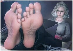 3d 3d_(artwork) 3d_render barefoot feet foot_fetish grace_ashcroft mei_lee_art resident_evil resident_evil_9:_requiem shoes_removed soles soles_female soles_fetish tagme teasing toes