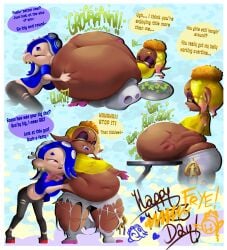 ass_expansion breast_expansion cake callie_(splatoon) deep_cut_(splatoon) digested digested_prey digestion digestion_noises frye_(splatoon) frye_onaga malachi mar13_day marie_(splatoon) multiple_prey nintendo same_size_vore shiver_(splatoon) shiver_hohojiro soft_vore splatoon splatoon_(series) splatoon_3 squid_sisters struggling struggling_prey unwilling unwilling_prey unwilling_vore vore vore_belly weight_gain