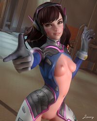 3d areolae breasts d.va female female_only lemony-senpai nipples overwatch pussy solo