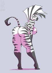 1girls anthro ass big_breasts breasts butt_shot conditional_dnp equine female friday_(jollyjack) fur jolly_jack looking_at_viewer mammal nipples nude pussy solo striped_fur stripes white_fur zebra