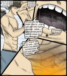 1boy 1boy1girl 1girls abs bigger_male dominant_male female giant giant_male husband_and_wife loid_forger male mikotoui muscular_male open_mouth side_view smaller_female spy_x_family stomach straight submissive_female tiny tiny_female vore yor_briar