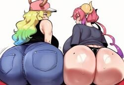 2female 2girls ai_generated ass ass_focus butt_focus female female_only girl girl_only hnakano88929 ilulu_(dragon_maid) kobayashi-san_chi_no_maidragon quetzalcoatl_(dragon_maid) tagme