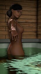 1girls 3d ass back bathing bathtub black_hair breasts brown_eyes brown_hair brown_skin butt completely_nude dark-skinned_female dark_brown_hair dark_hair dark_skin eyelashes eyeshadow female female_only human human_only indoors inside inviting itwasmedio looking_at_viewer makeup mass_effect medium_hair naked nipples nude nude_female nudity reaching_out reaching_towards_viewer red_lips red_lipstick room samantha_traynor sideboob simple_background small_ass smirk solo source_filmmaker tan_skin water